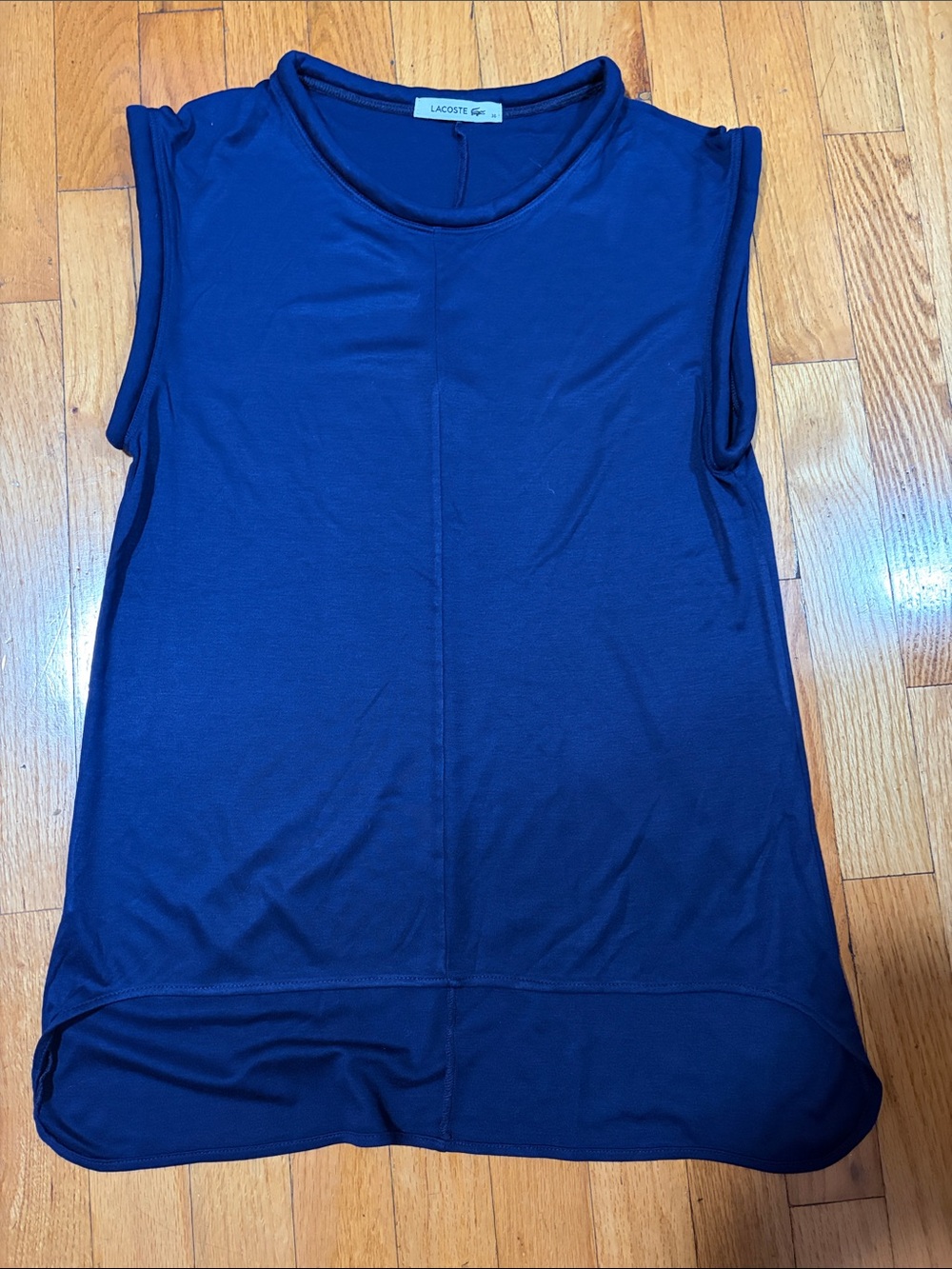Lacoste Women's Deep Blue Sleeveless Crew Neck Tank ( 1172 )